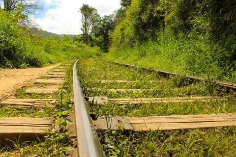 Hike through train tracks to Ella Rock, Sri Lanka. Stock Photos