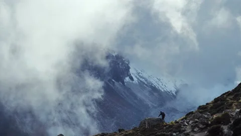 Hike on the top of the mountain Stock Footage 132061017