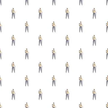 Hiker adventure journey pattern on white background イラスト素材
