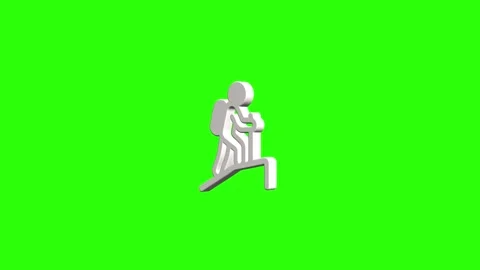 Hiker With Backpack Icon Green Screen Animation Stock Footage 346442245