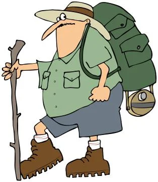 Hiker with a backpack Stock Illustration