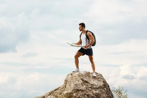 Hiker with a backpack Stock Photos