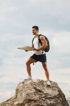 Hiker with a backpack Stock Photos
