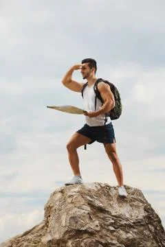 Hiker with a backpack Stock Photos