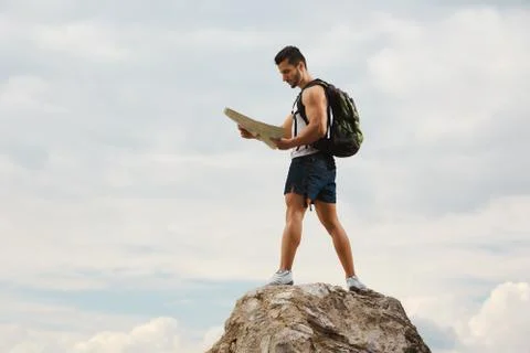 Hiker with a backpack Stock Photos