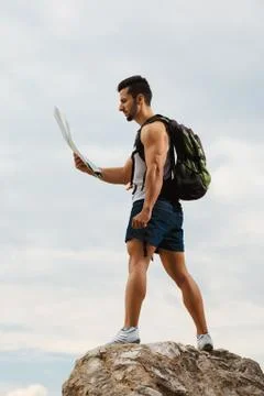 Hiker with a backpack Stock Photos