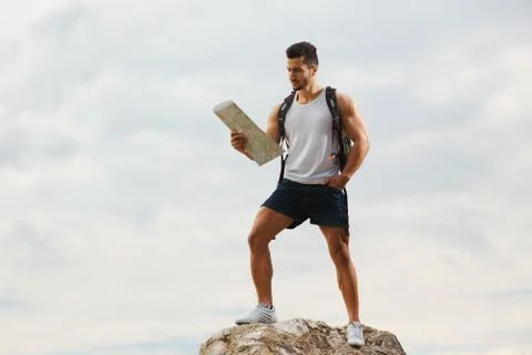 Hiker with a backpack Stock Photos