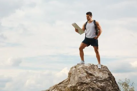 Hiker with a backpack Stock Photos