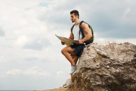 Hiker with a backpack Foto stock