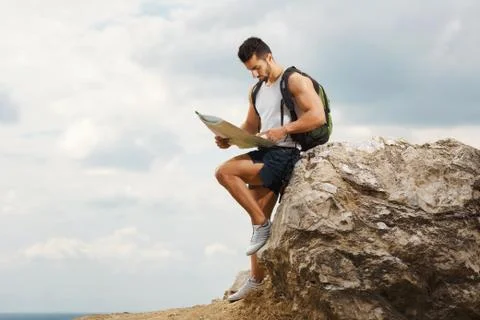 Hiker with a backpack Stock Photos