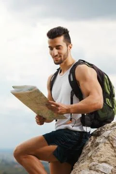 Hiker with a backpack Stock Photos