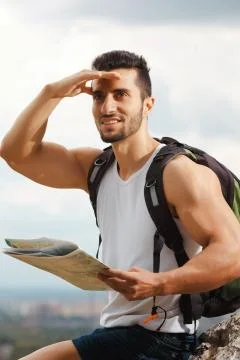 Hiker with a backpack Stock Photos