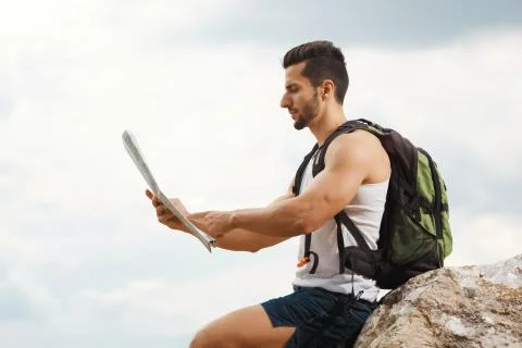 Hiker with a backpack Stock Photos