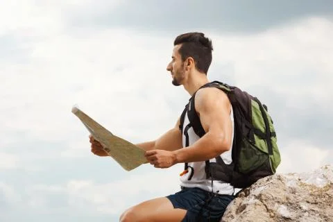 Hiker with a backpack Foto stock