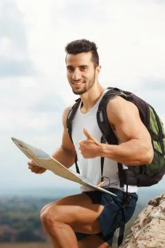 Hiker with a backpack Stock Photos