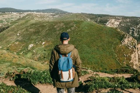 Hiker with backpack Stock Photos