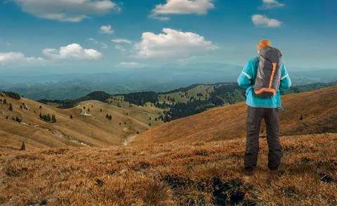 Hiker with backpack Stock Photos