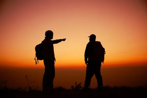 Hiker with backpack Stock Photos