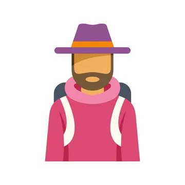 Hiker backpacker icon in flat design style Stock Illustration