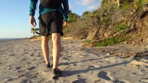 Hiker on the Beach Stock Footage 171949126