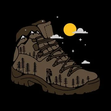 Hiker boot graphic illustration vector art t-shirt design Stock-Illustration
