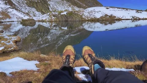 Hiker Boots Mountain View. Video stock 320883942
