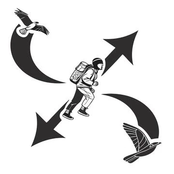 Hiker choosing direction vector illustration Stock Illustration