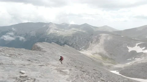 A hiker coming down the legendary Mount Olympus in Greece Stock Footage 239095171