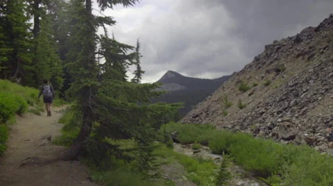 Hiker in the distance Stock Footage 59083689
