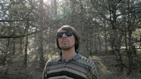 Hiker in forest Stock Footage 88836548