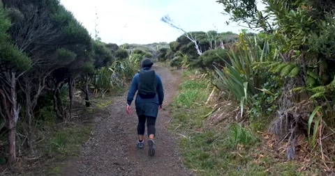 Hiker Going Up a Forest Pathway 動画素材 155267076