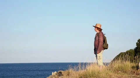 Hiker on the hill Stock Footage 75005074