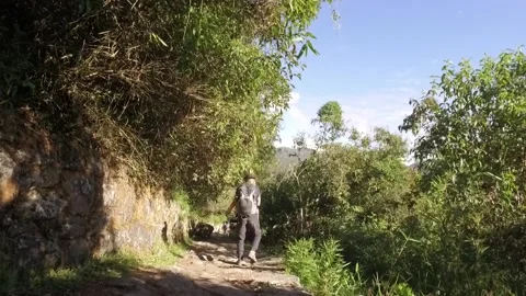 Hiker on Inca trail, Cusco, Peru Stock Footage 130460675