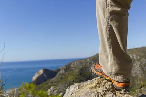 Hiker looking at the landscape Foto stock