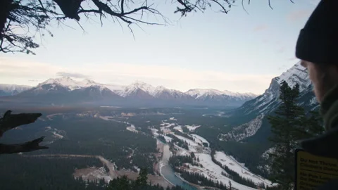 Hiker looking at valley Stock Footage 246878261