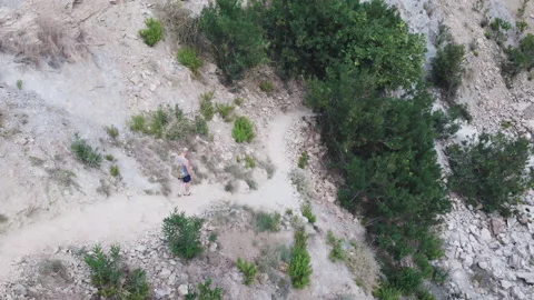 Hiker Man Of Backpacker. Steadicam Motion Video Sunlight Sunset Video stock 130405090