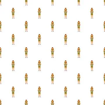 Hiker man repeating seamless pattern traveling outdoor Stock Illustration