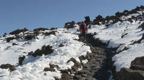 Hiker on mount Teide Stock Footage 46502651