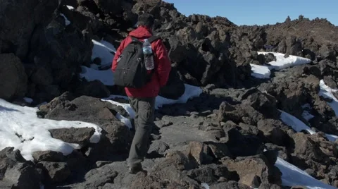 Hiker on mount Teide Stock Footage 46504957