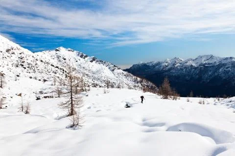 Hiker mountain winter Stock Photos