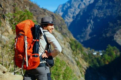 Hiker in the mountains Stock Photos
