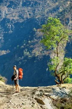 Hiker in the mountains Stock Photos