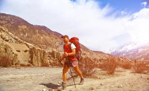 Hiker in the mountains Stock Photos