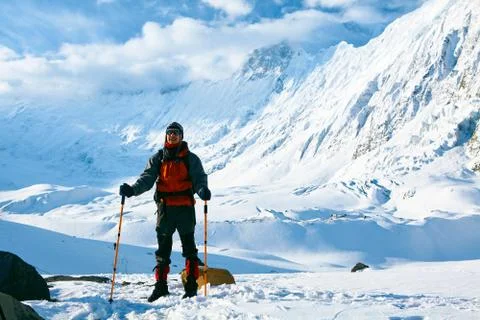 Hiker in the mountains Stock Photos