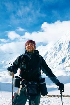 Hiker in the mountains Stock Photos
