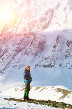 Hiker in the mountains Stock Photos