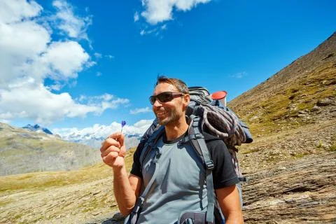 Hiker in the mountains Stock Photos