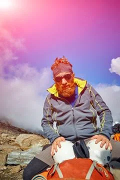 Hiker in the mountains Stock Photos