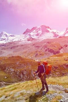 Hiker in the mountains Фото
