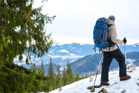 Hiker in the mountains Stock Photos